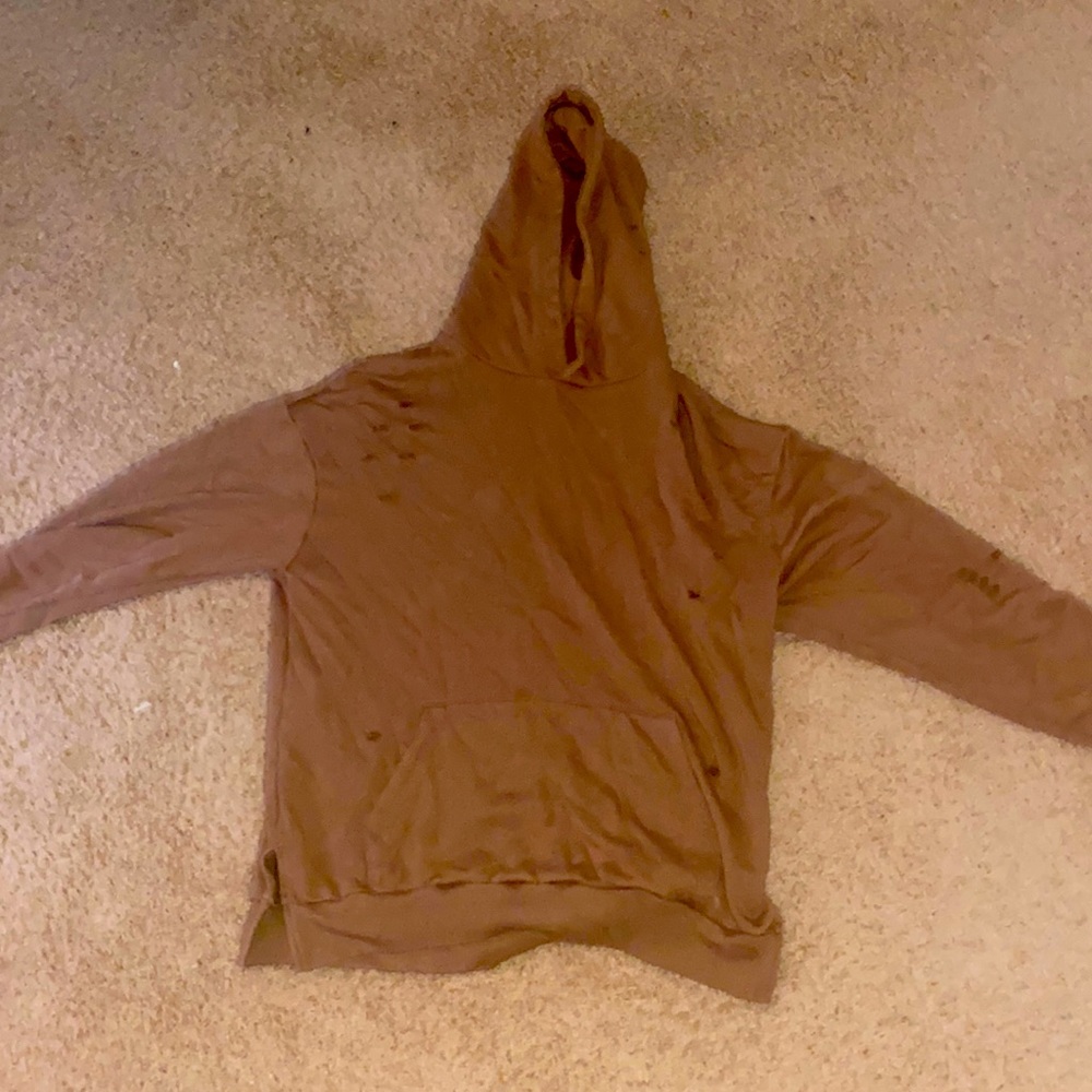 Medium brown aesthetic hoodie with holes